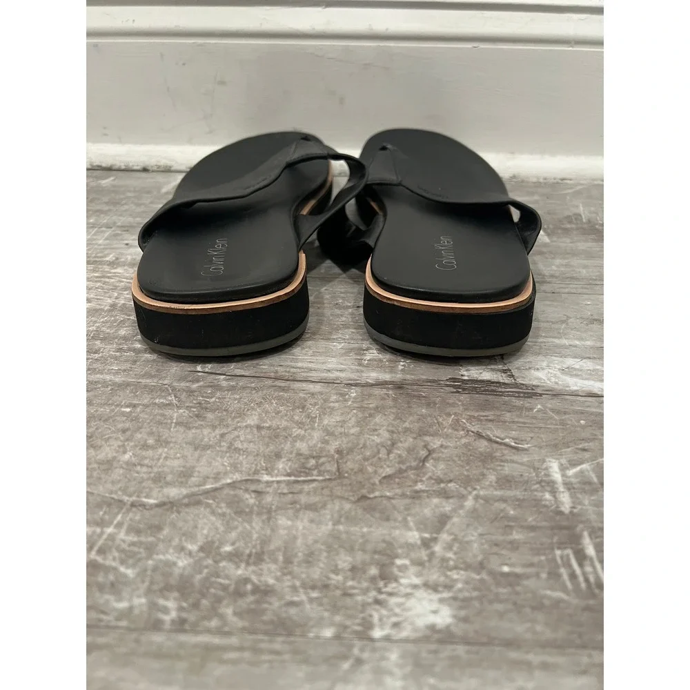 Calvin Klein Thong Sandals Mens Black Sandals Deano Style Flip Flops Size 11
